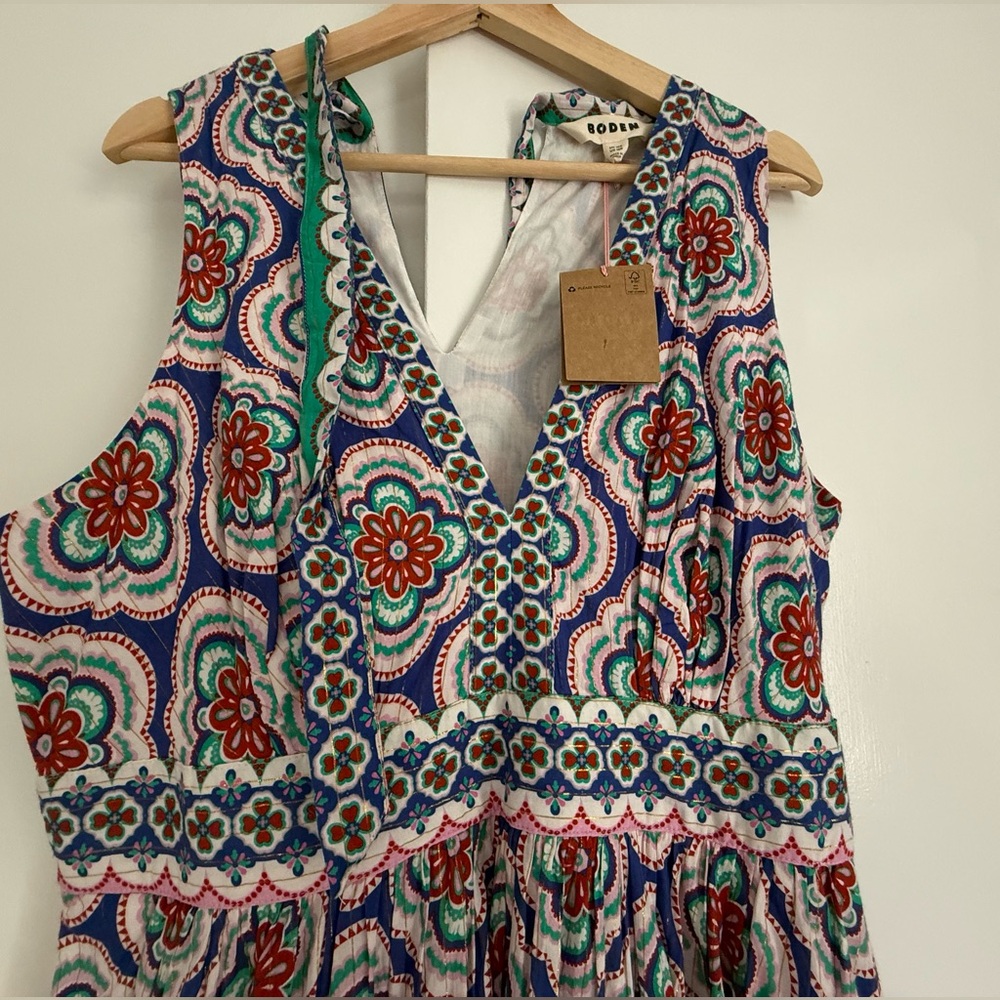 Boden Green Serena cotton tie maxi dress NWT - Picture 5 of 8